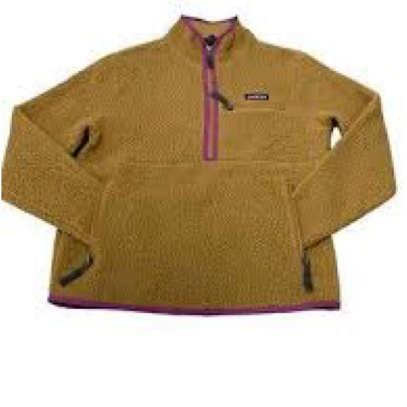 Patagonia Jackets & Blazers - Patagonia Mustard Fleece Jacket with Purple Accents